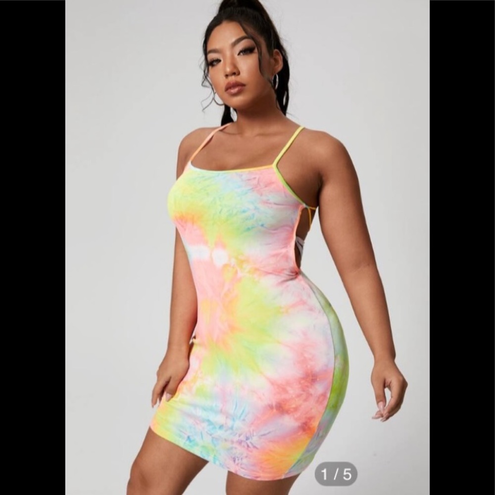 Strappy back tie dye dress